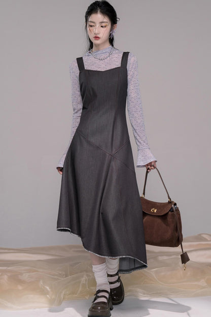 Twilight Gray Polka Dot Bib Dress Set