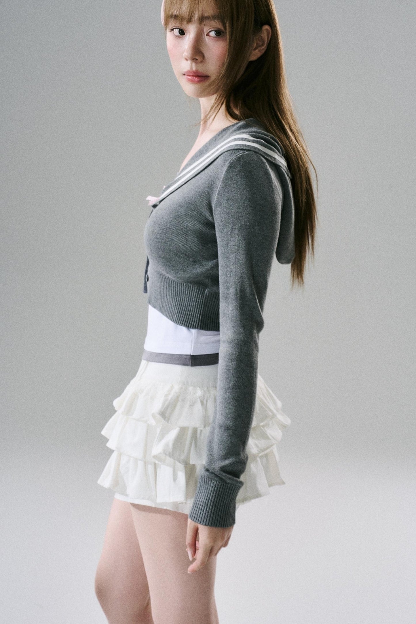 White Ruffle Lace Cargo Skirt