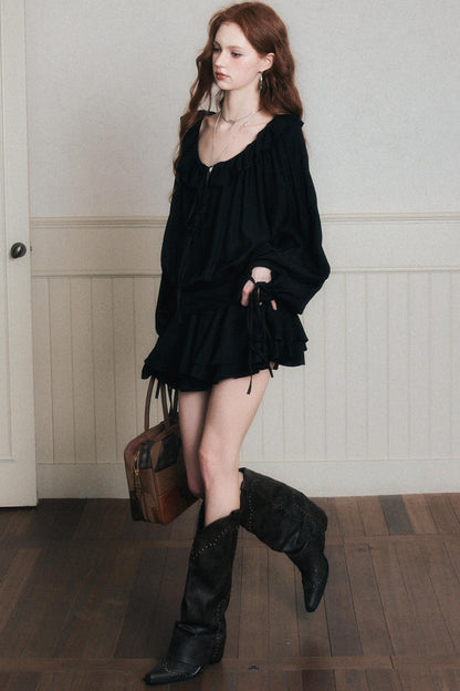 Rhythmic Ruffled Satin Dress