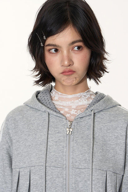 Lace Webbing Hoodie Top