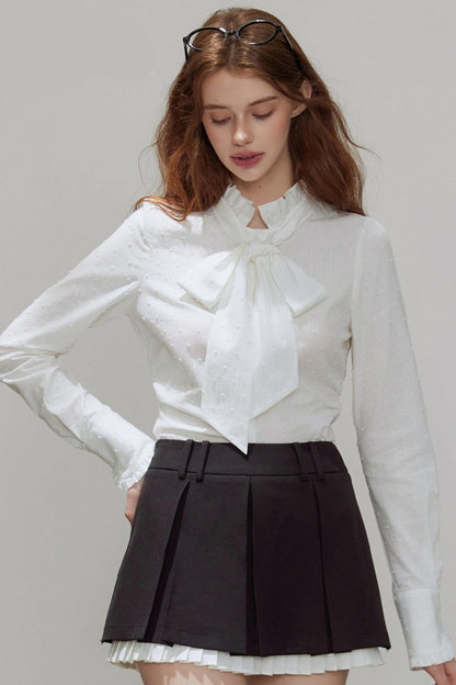 Autumn Texture Bow Strap Shirt