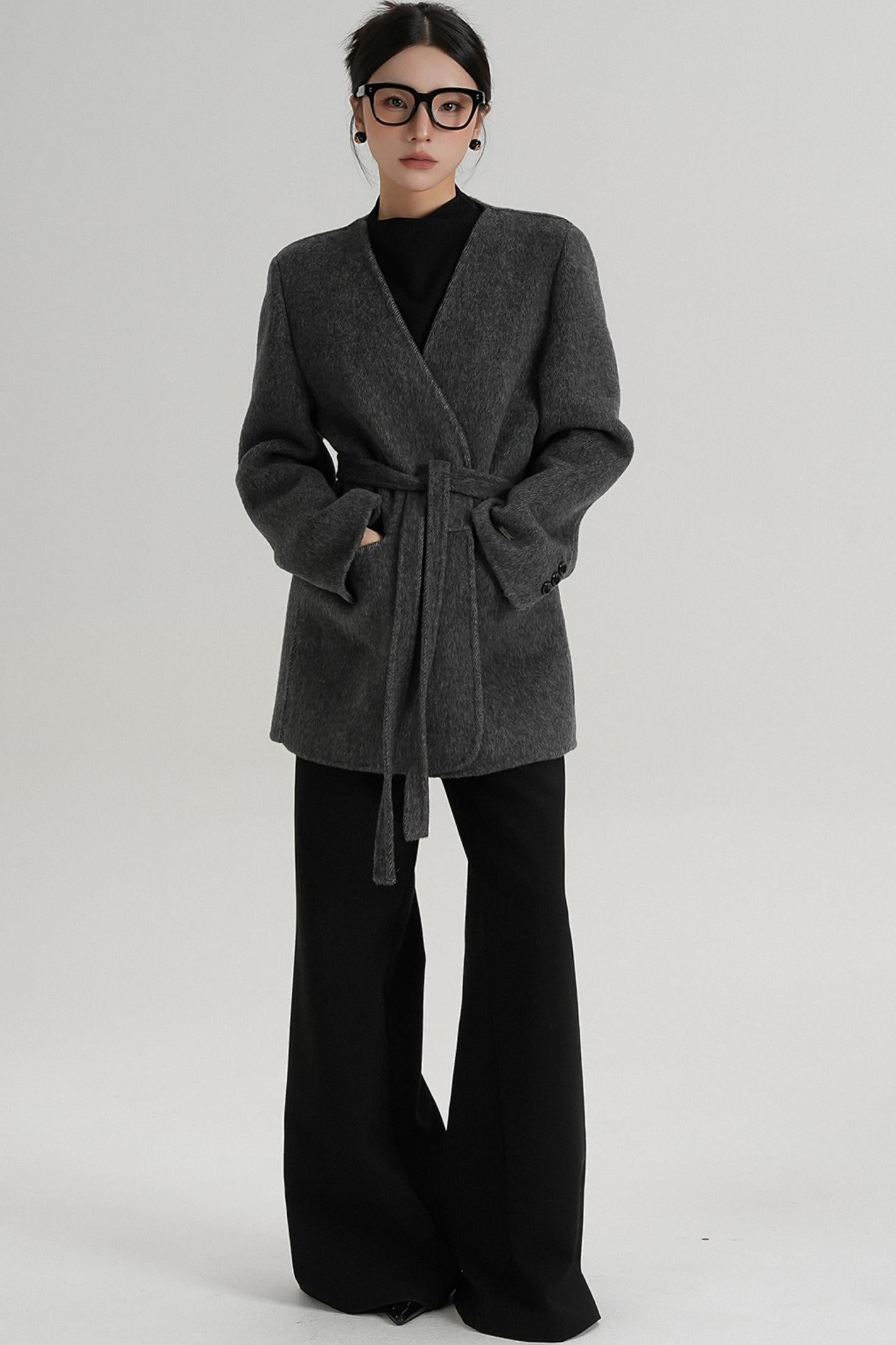 Elegant Mid-Length Wool Suit Coat