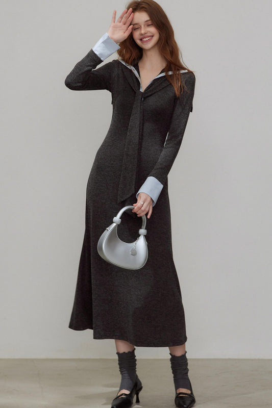 New V-Neck Knitted Dress