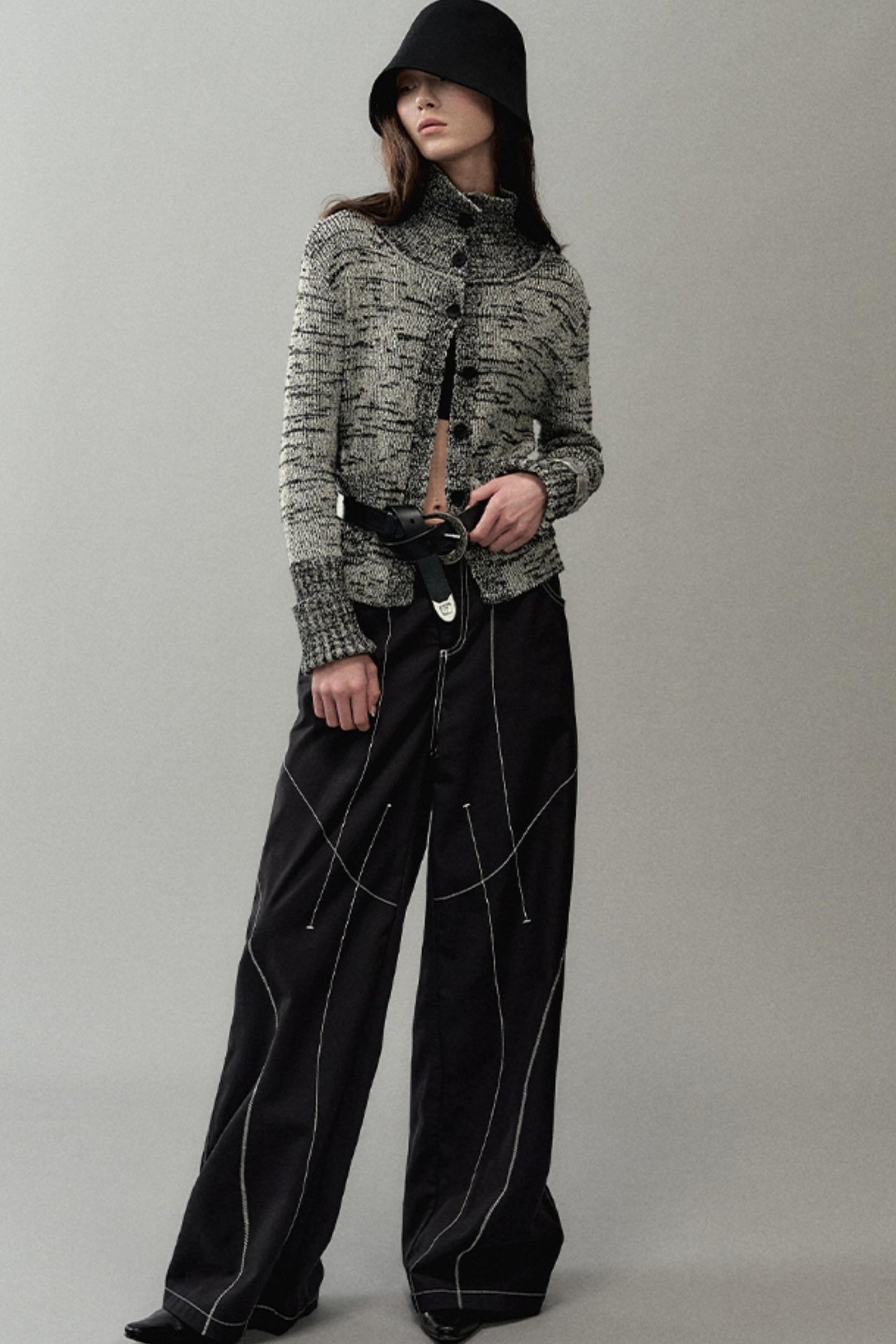 Contrast Wide-Leg Pants