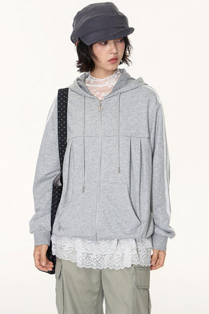Lace Webbing Hoodie Top