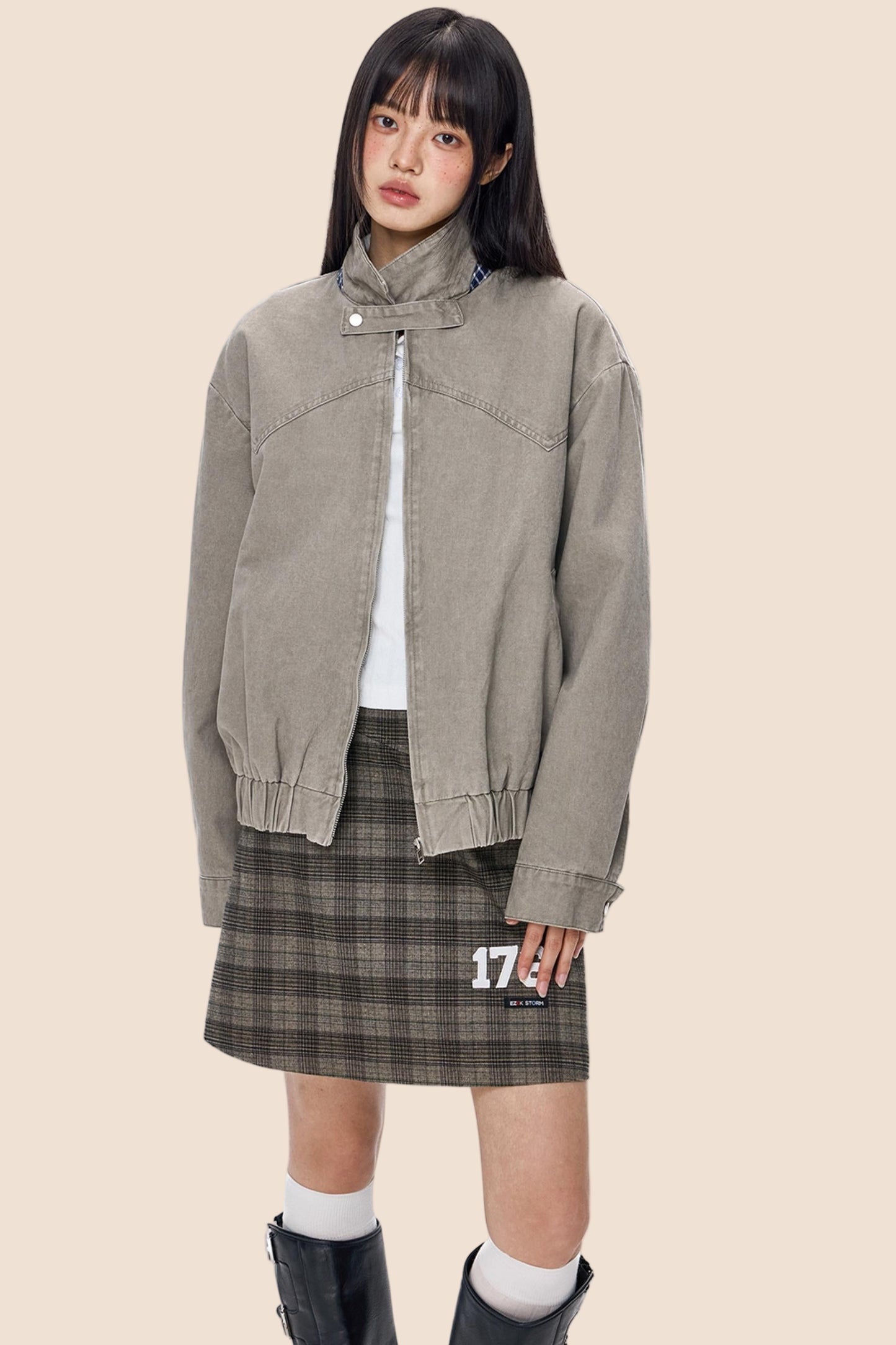 Vintage Zippered Basic Fall Jacket