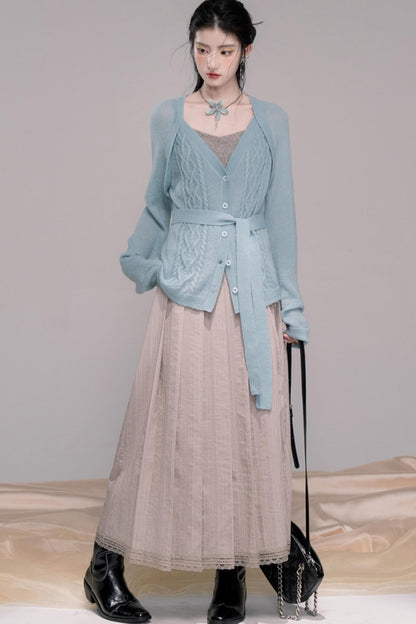 Wavy Wool Diamond Cardigan