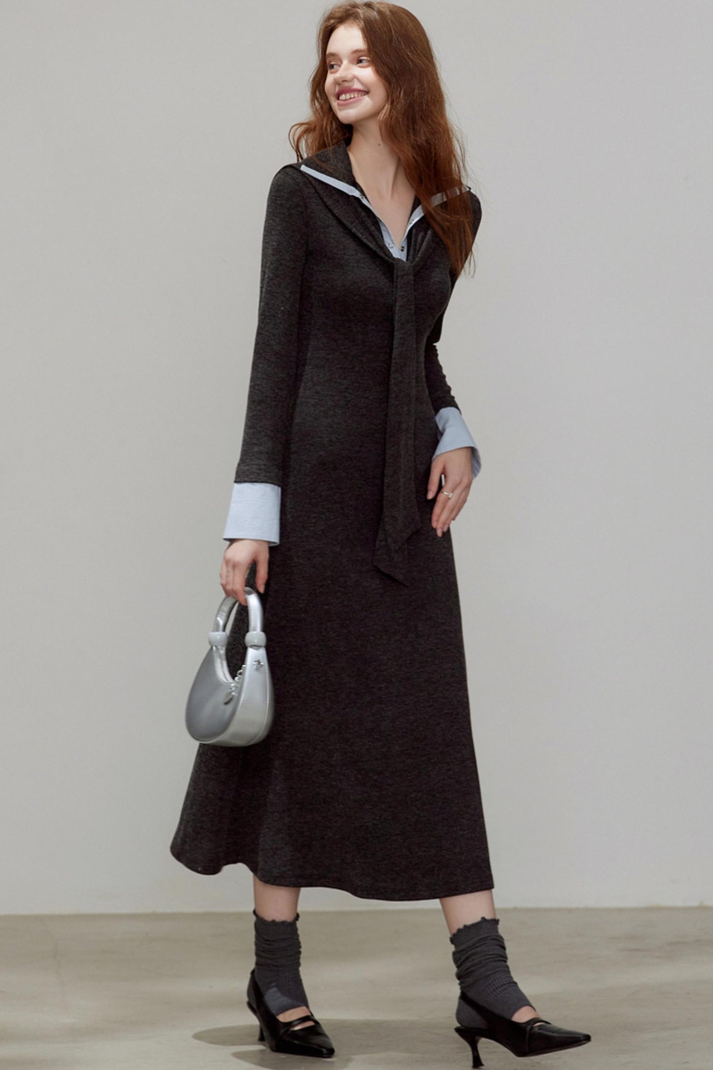 New V-Neck Knitted Dress