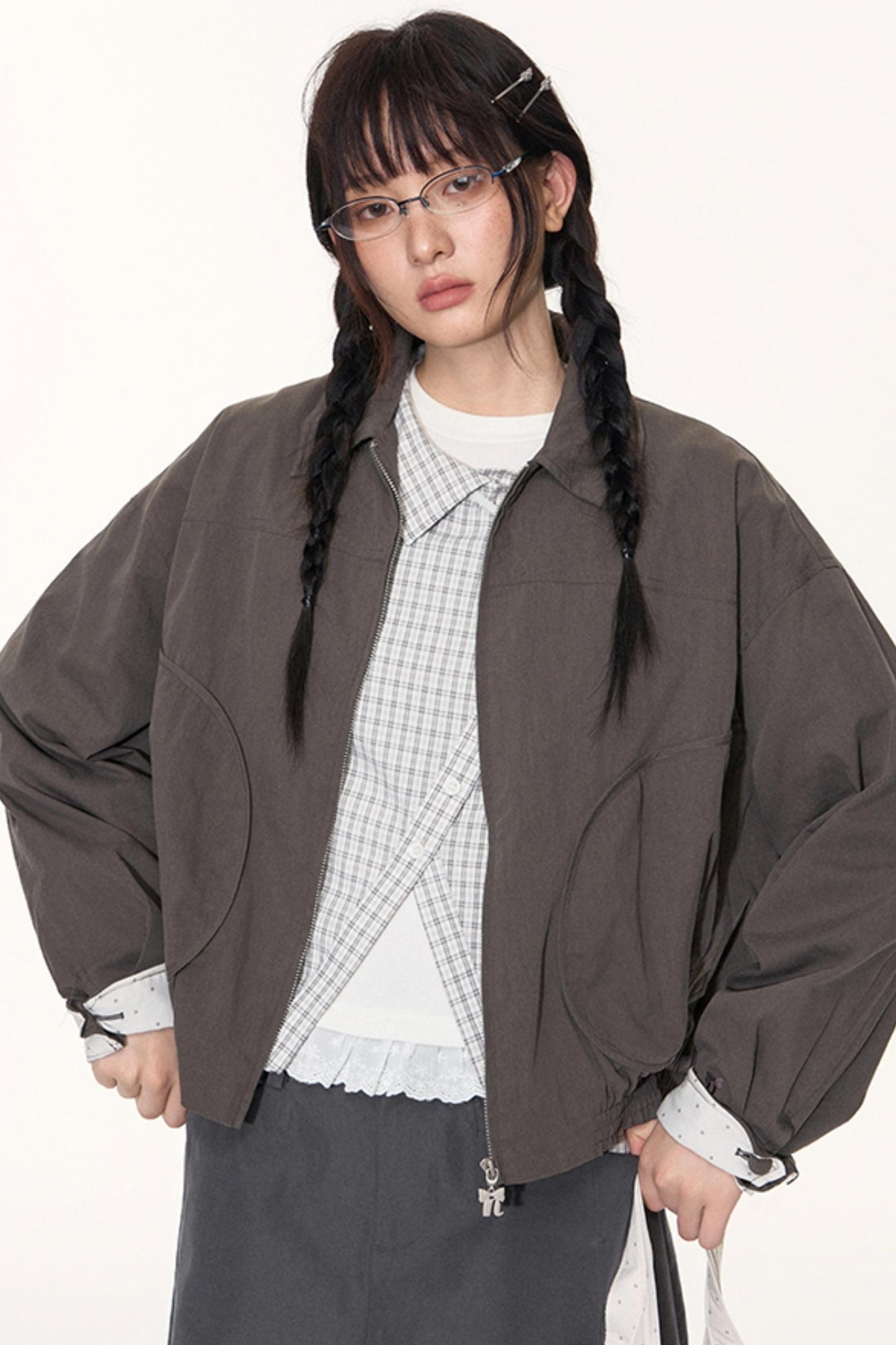 Korean Style Grid Mini Skirt Set-Up