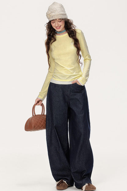 Vintage Embroidered Wide-Leg Jeans