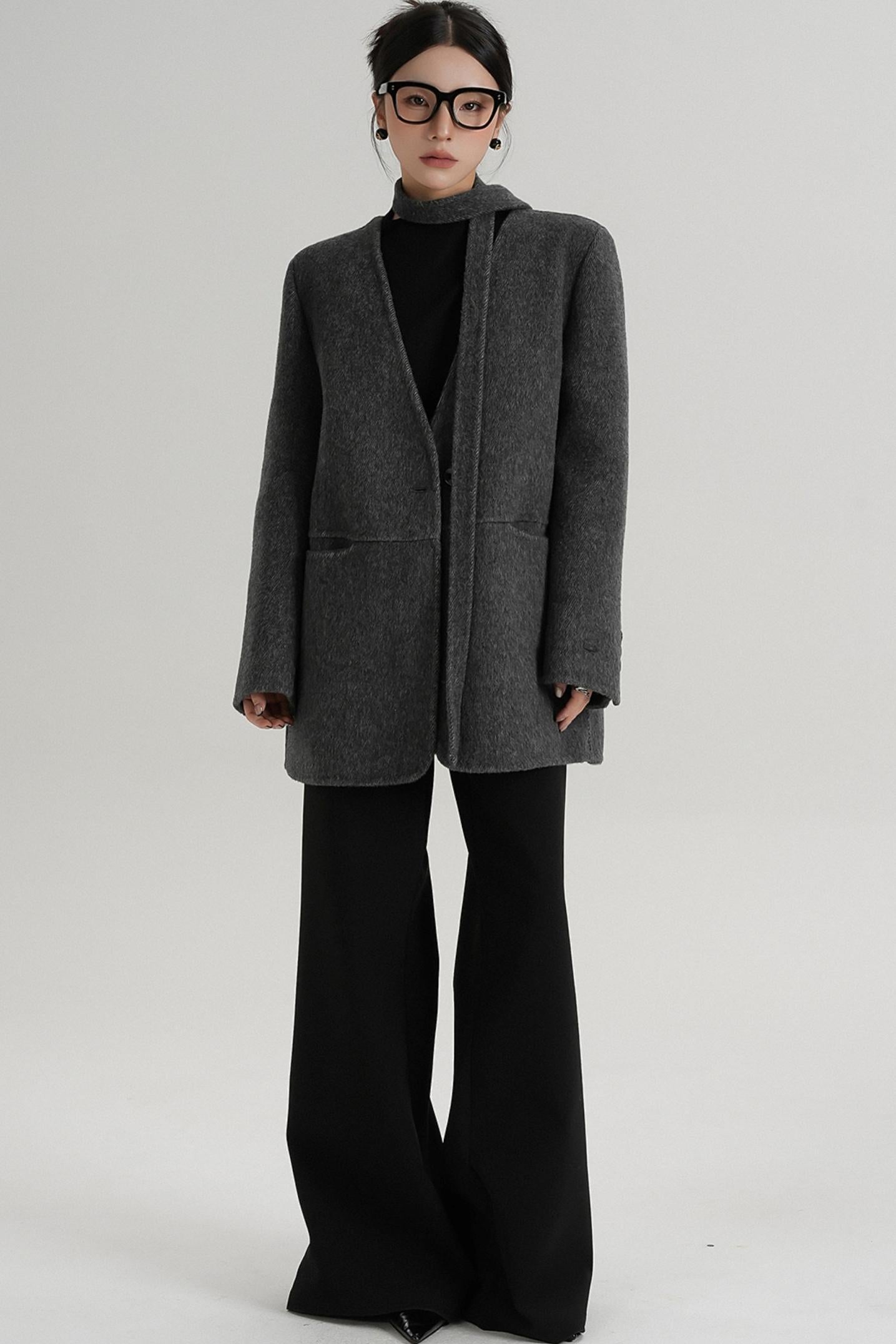 Elegant Mid-Length Wool Suit Coat