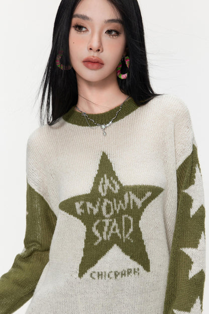 Winter Monogram Color-Blocked Sweater