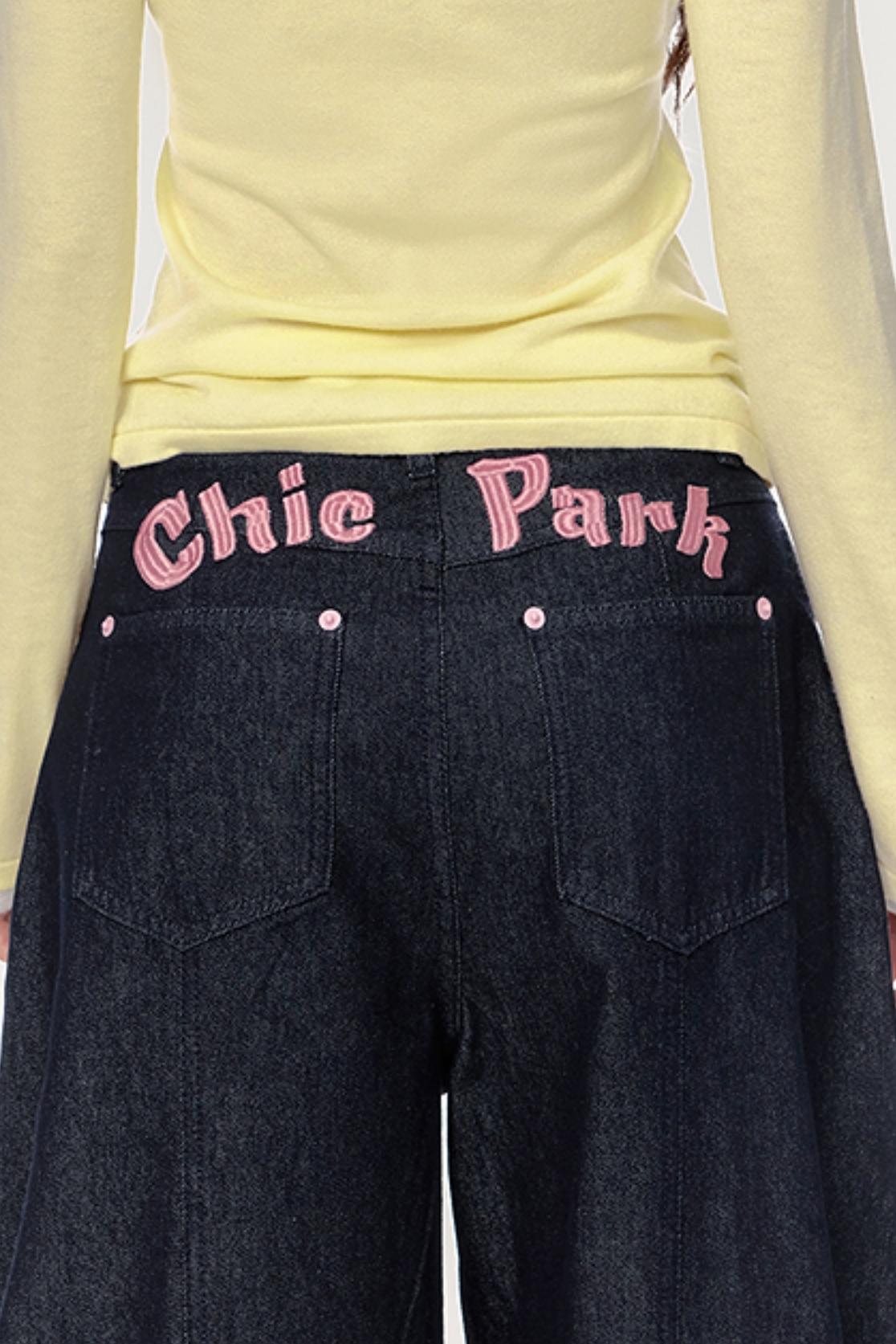 Vintage Embroidered Wide-Leg Jeans