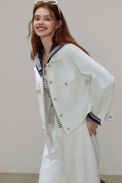 White Denim Short Jacket