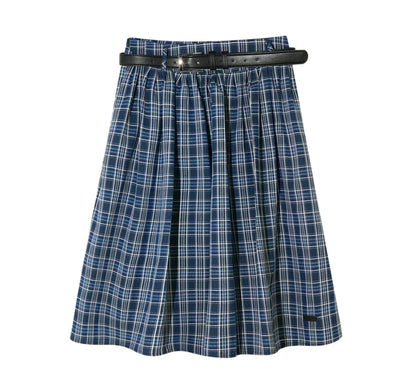 Checkered High Waist Flare Skirt