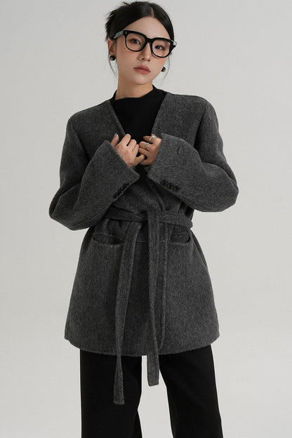 Elegant Mid-Length Wool Suit Coat