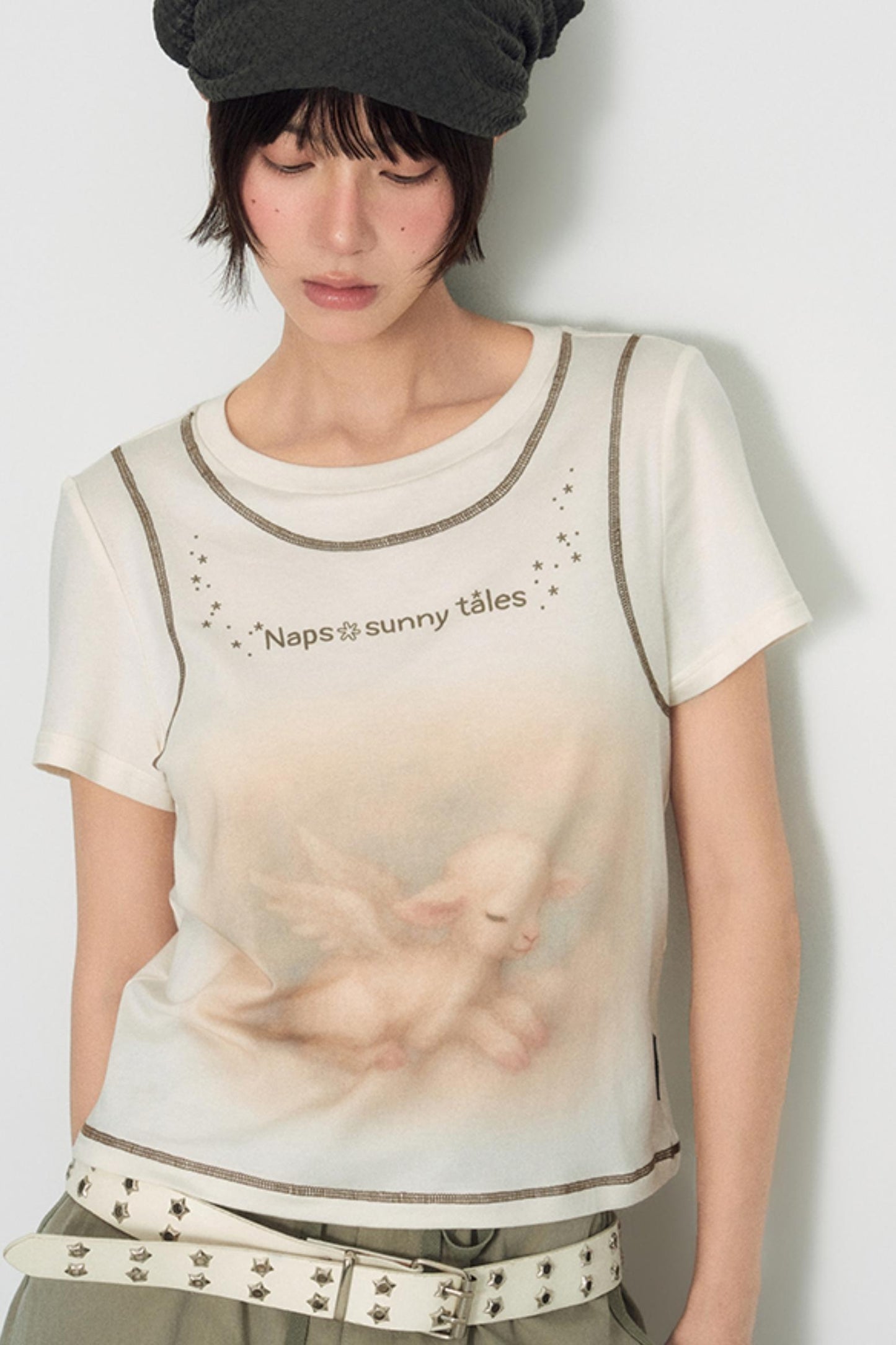 Lamb Print Short-Sleeved T-Shirt