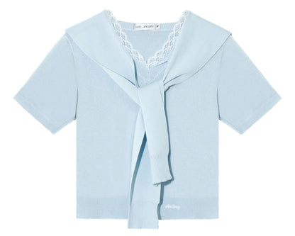 Short-Sleeved Lounge Knit Slacks Set-Up