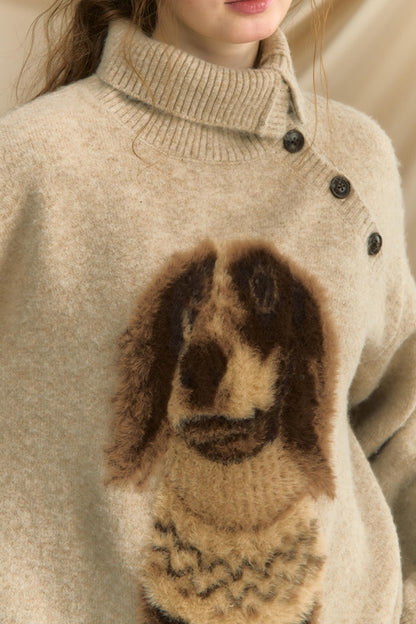 Autumn Puppy Retro Knitted Sweater