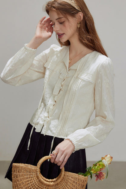 French Temperament V-Neck Shirt