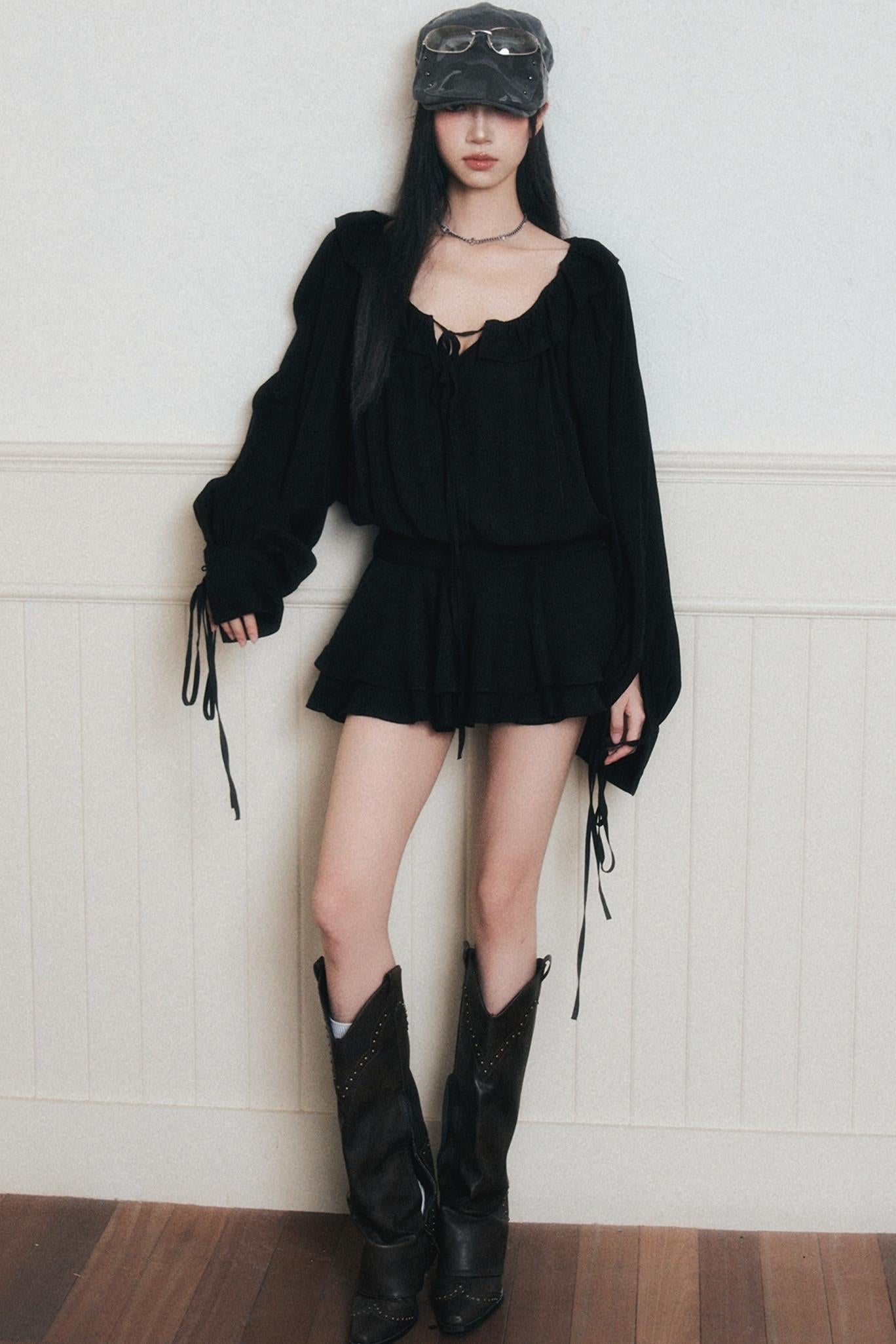 Rhythmic Ruffled Satin Dress