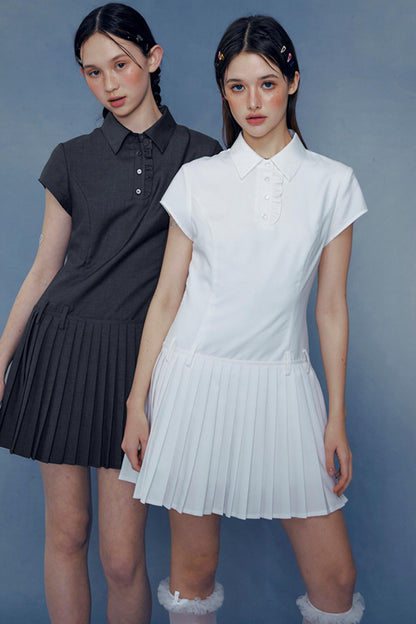 Lace Pleated Shirt Dress