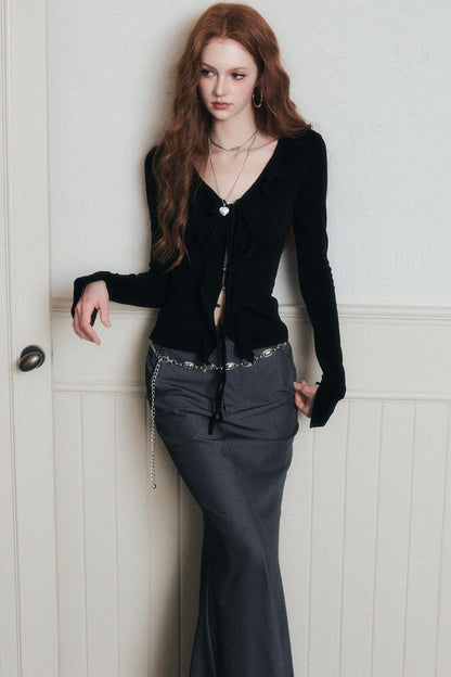 Desire Lace-Up Knitted Cardigan