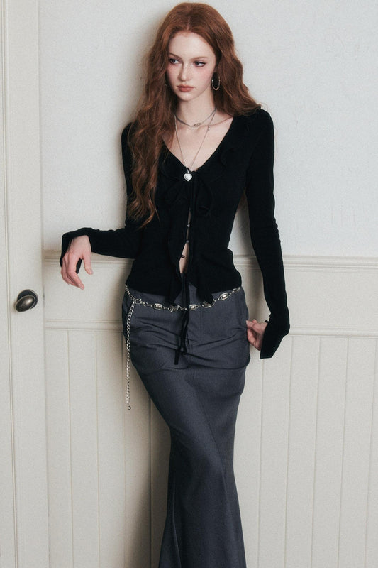 Desire Lace-Up Knitted Cardigan