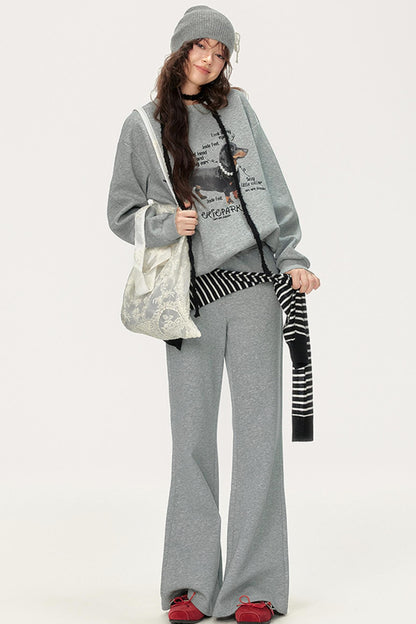 High-Waisted Loose Flared Slacks Set-Up