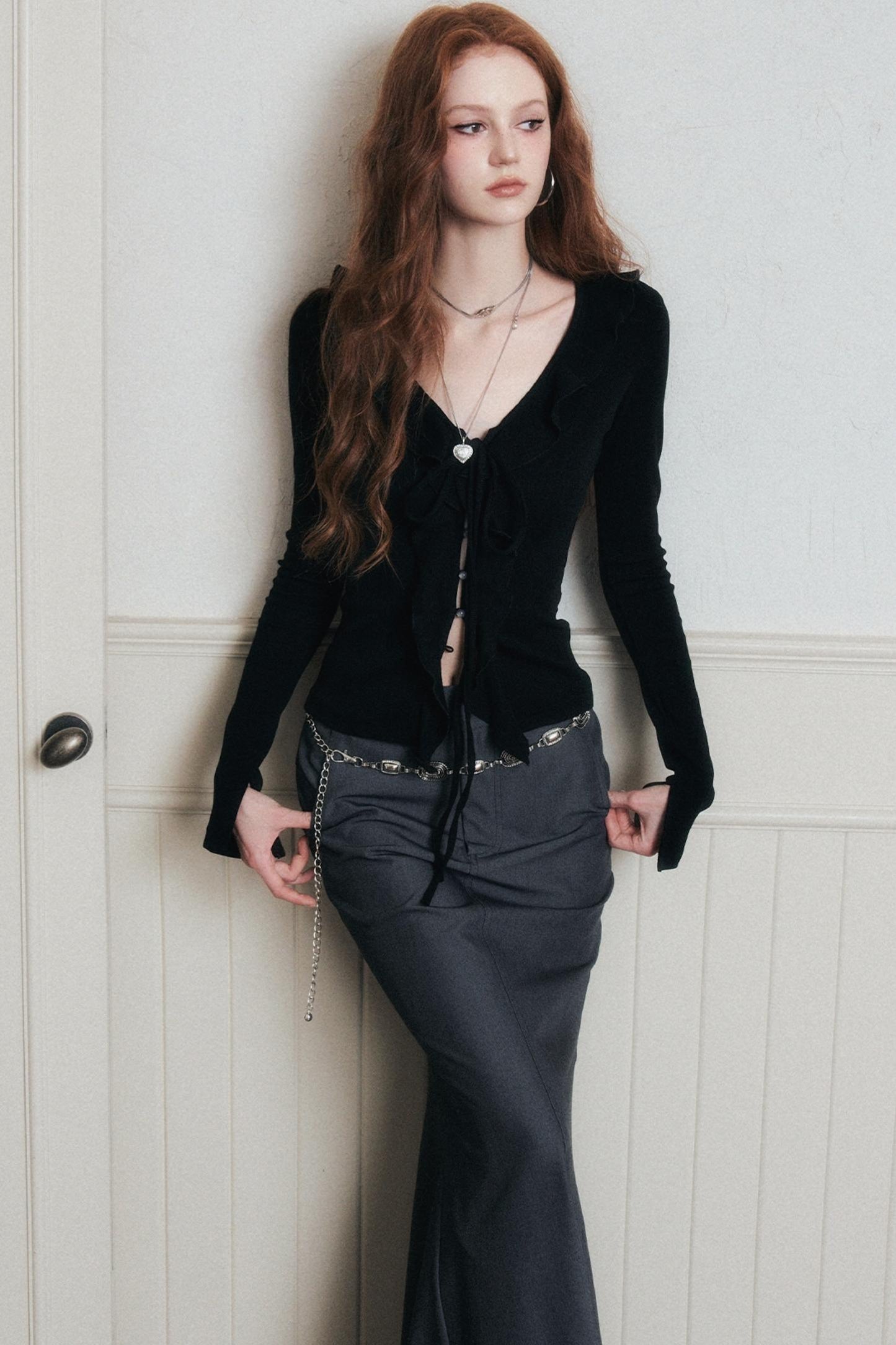 Desire Lace-Up Knitted Cardigan