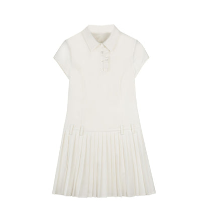 Lace Pleated Shirt Dress