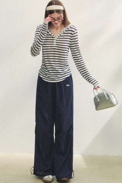 Short-Sleeved Lounge Knit Slacks Set-Up