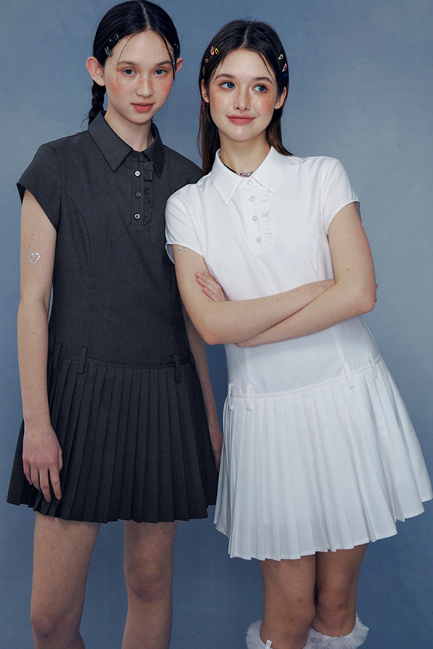 Lace Pleated Shirt Dress