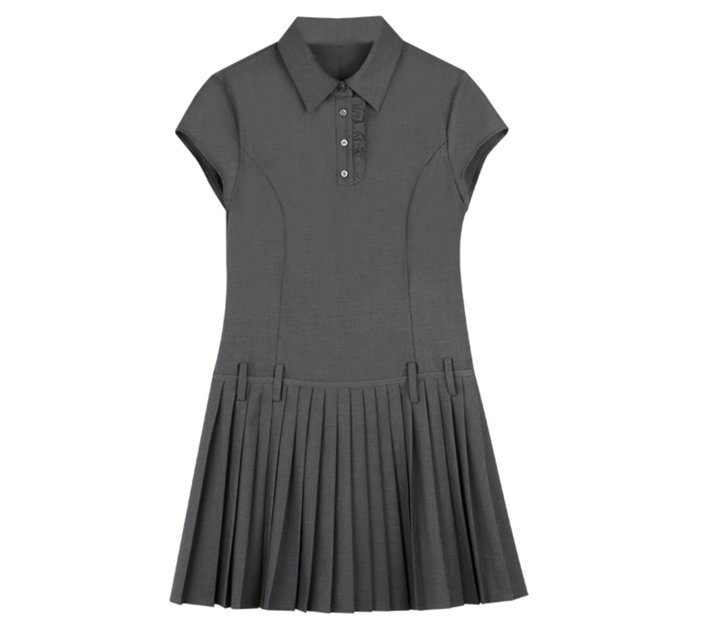 Lace Pleated Shirt Dress
