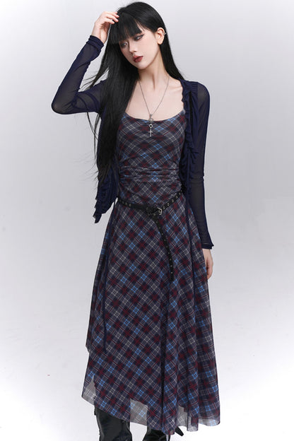 Unique Plaid Halter Dress