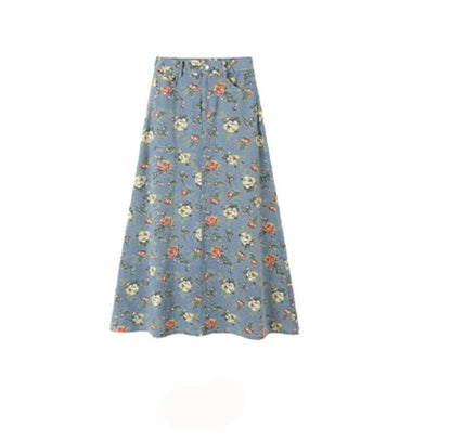 Floral Denim Skirt Set-Up