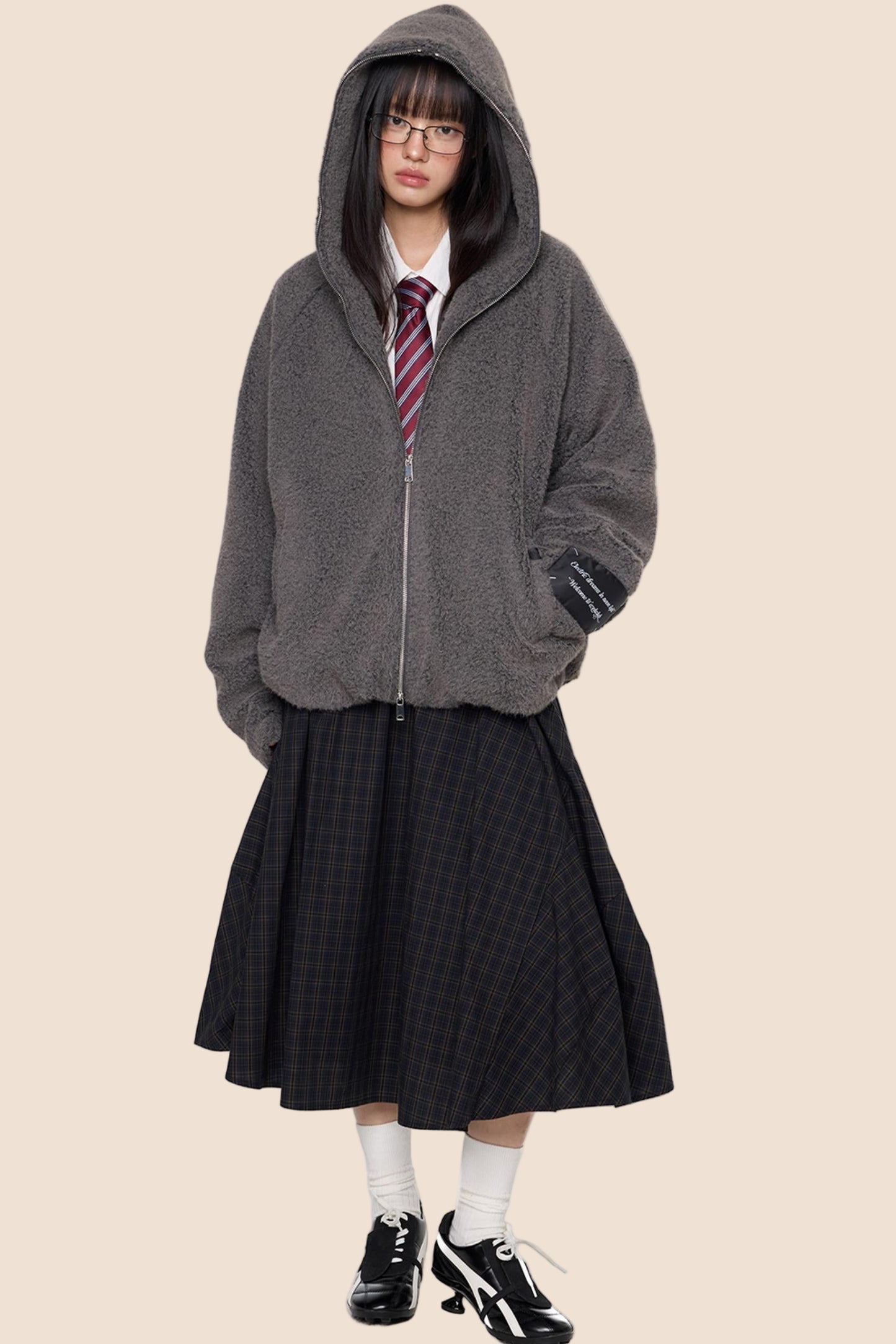 Lazy Retro Hooded Cardigan Jacket