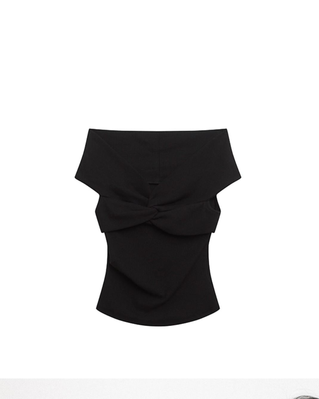 American Black Boat Neck Slim Top