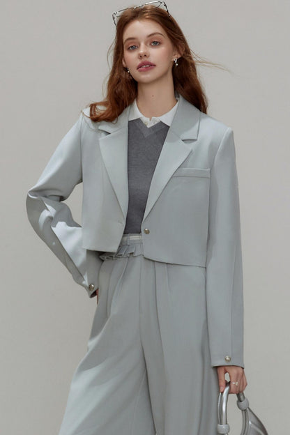 Autumn Gray Blazer Suit Set-Up