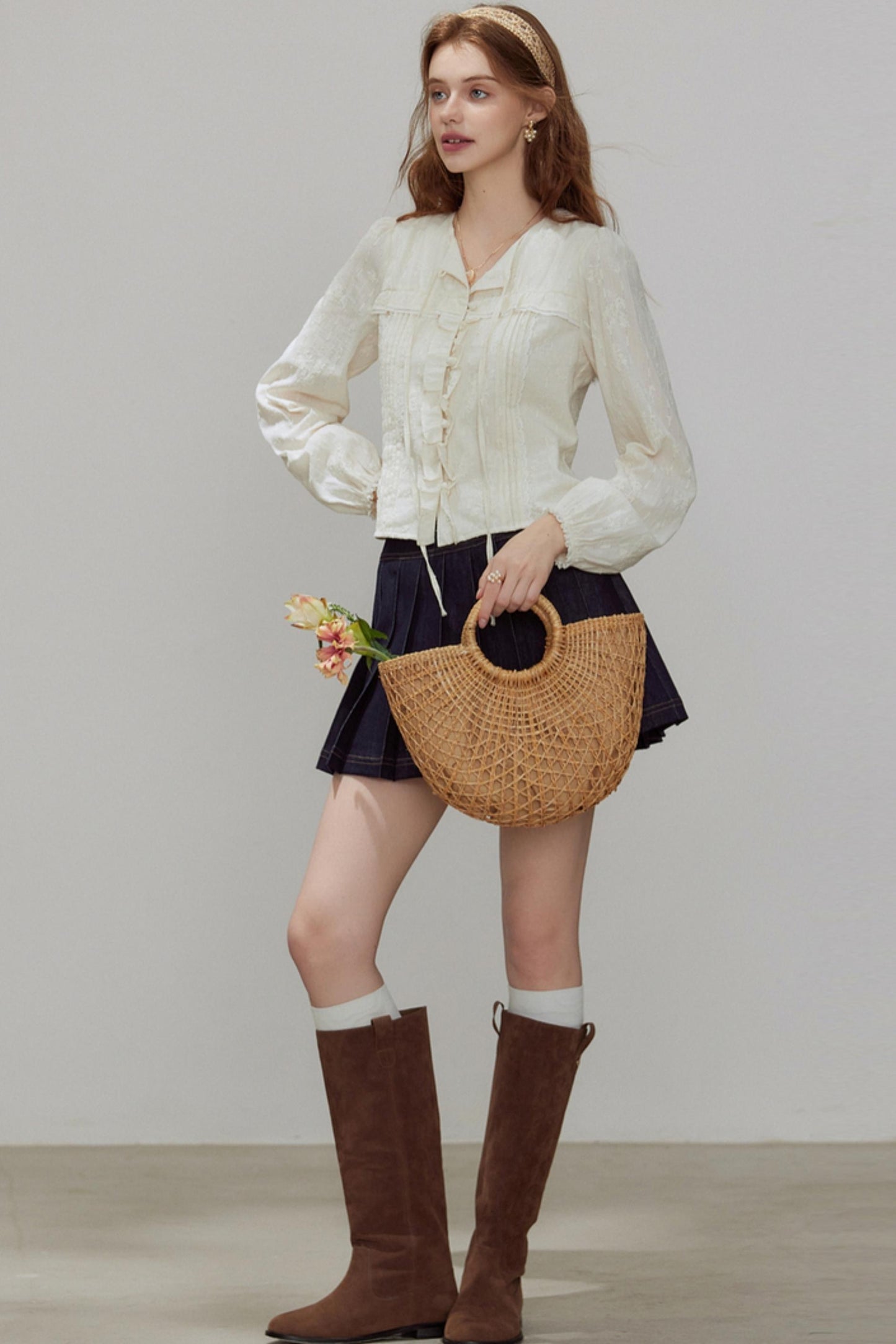 French Temperament V-Neck Shirt