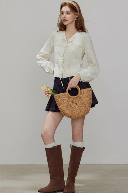 French Temperament V-Neck Shirt