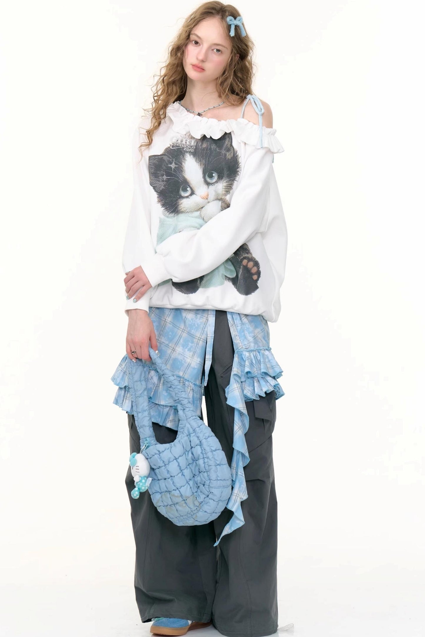 Cat Print Lazy Style Sweatshirt