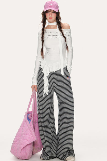 Lazy Striped Knit Pants