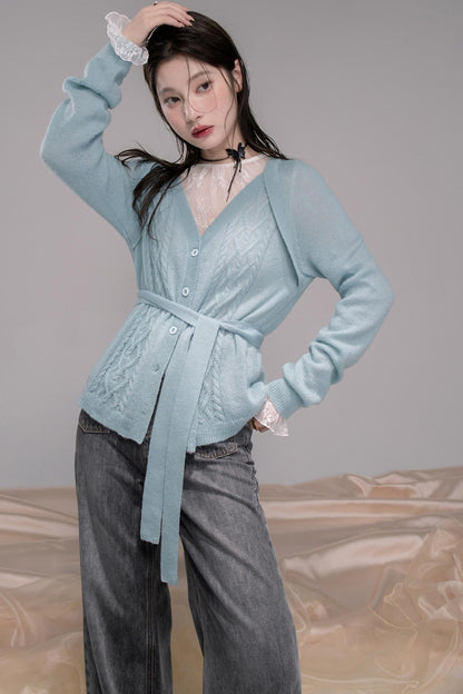 Wavy Wool Diamond Cardigan