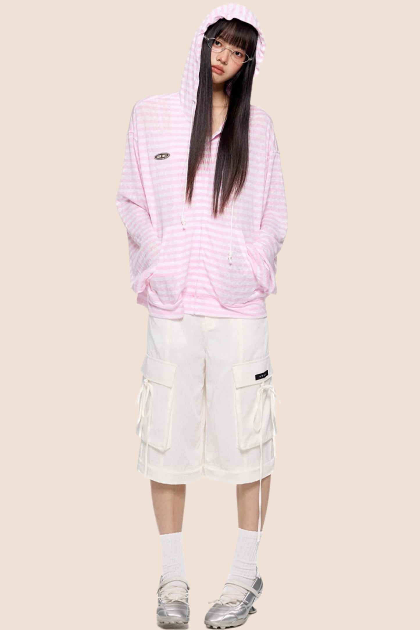 Pink Striped Summer Coverall Jacket
