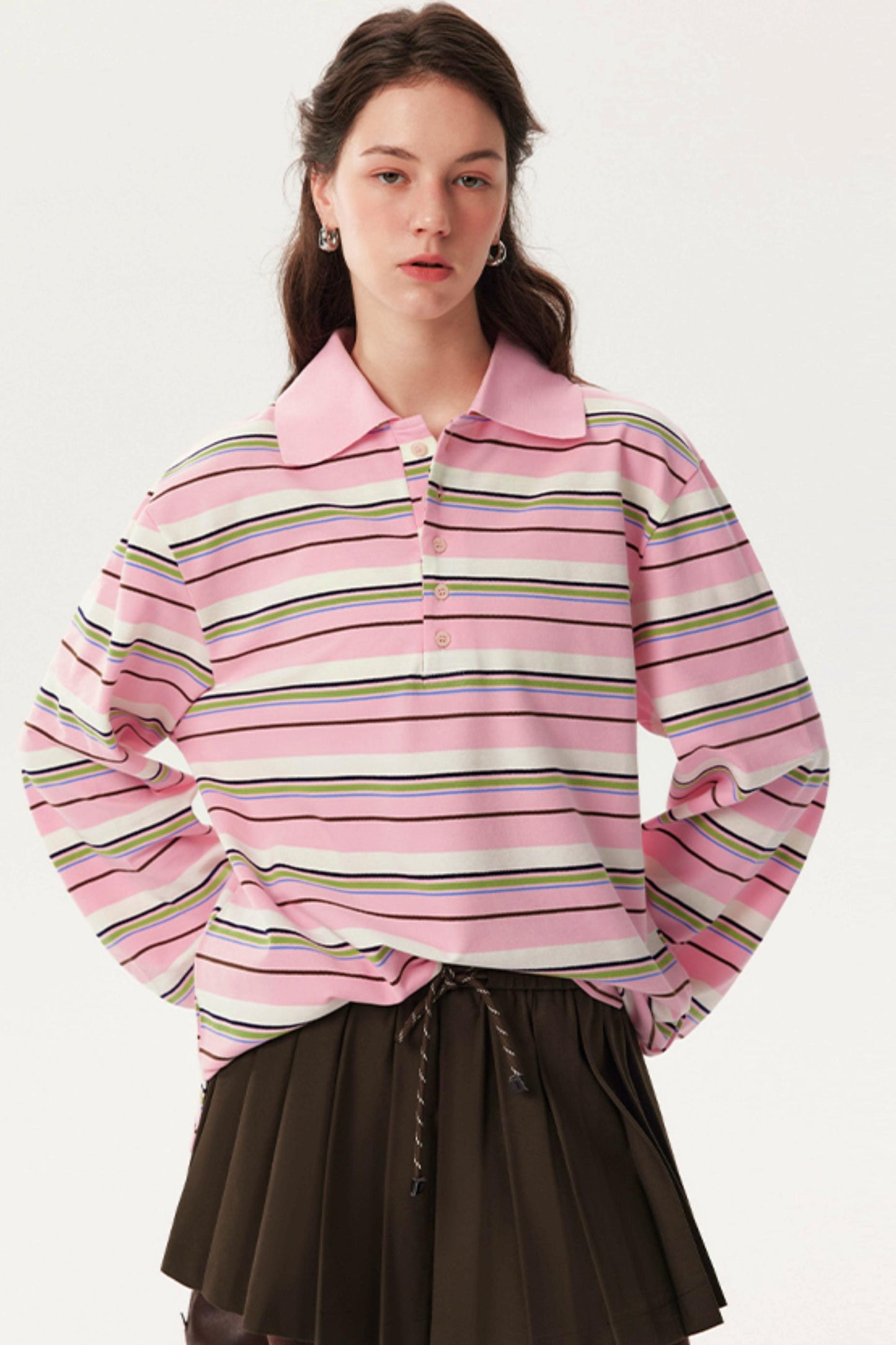 Autumn Texture Long-Sleeved Polo Shirt