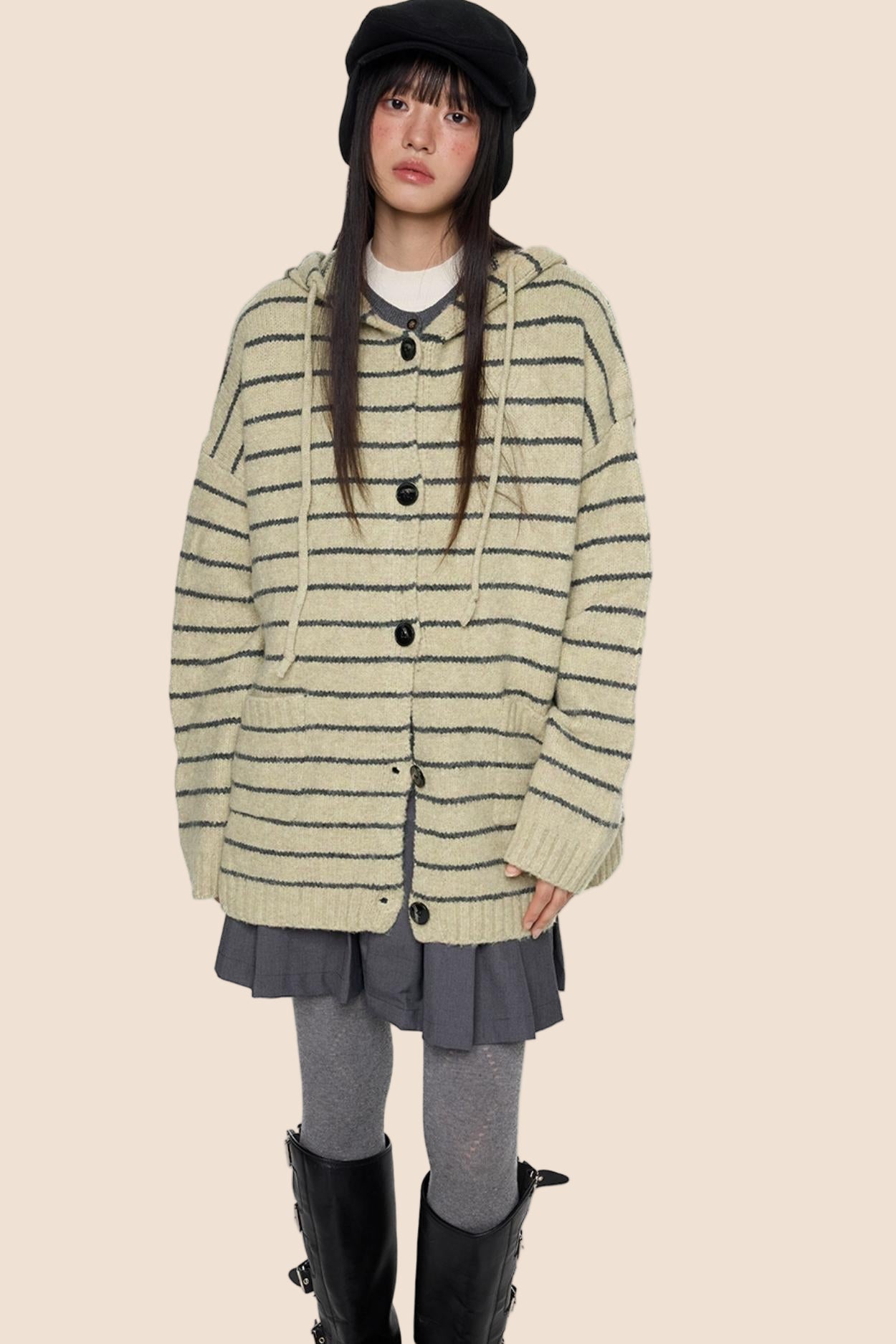 Vintage Hooded Sweater Jacket