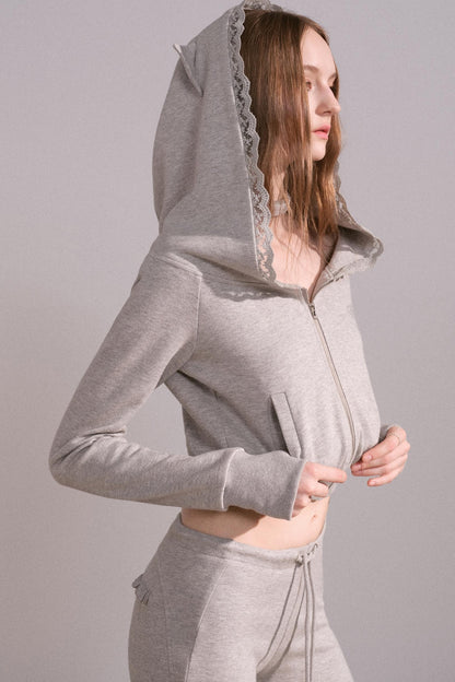 Short Hoodie Cardigan Set-Up