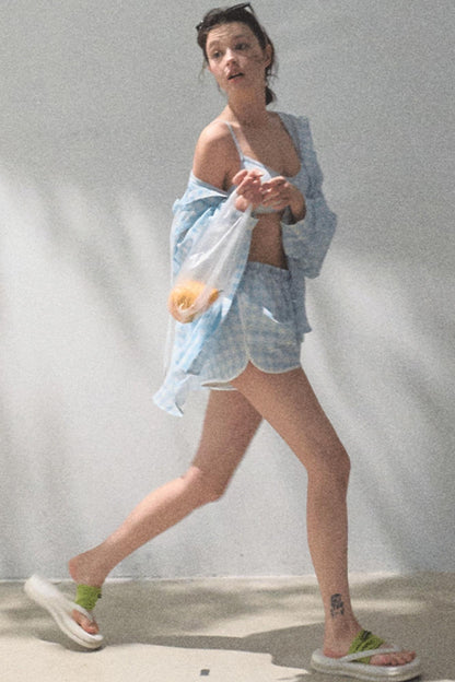 Sun Plaid Shirt & Shorts Set-Up