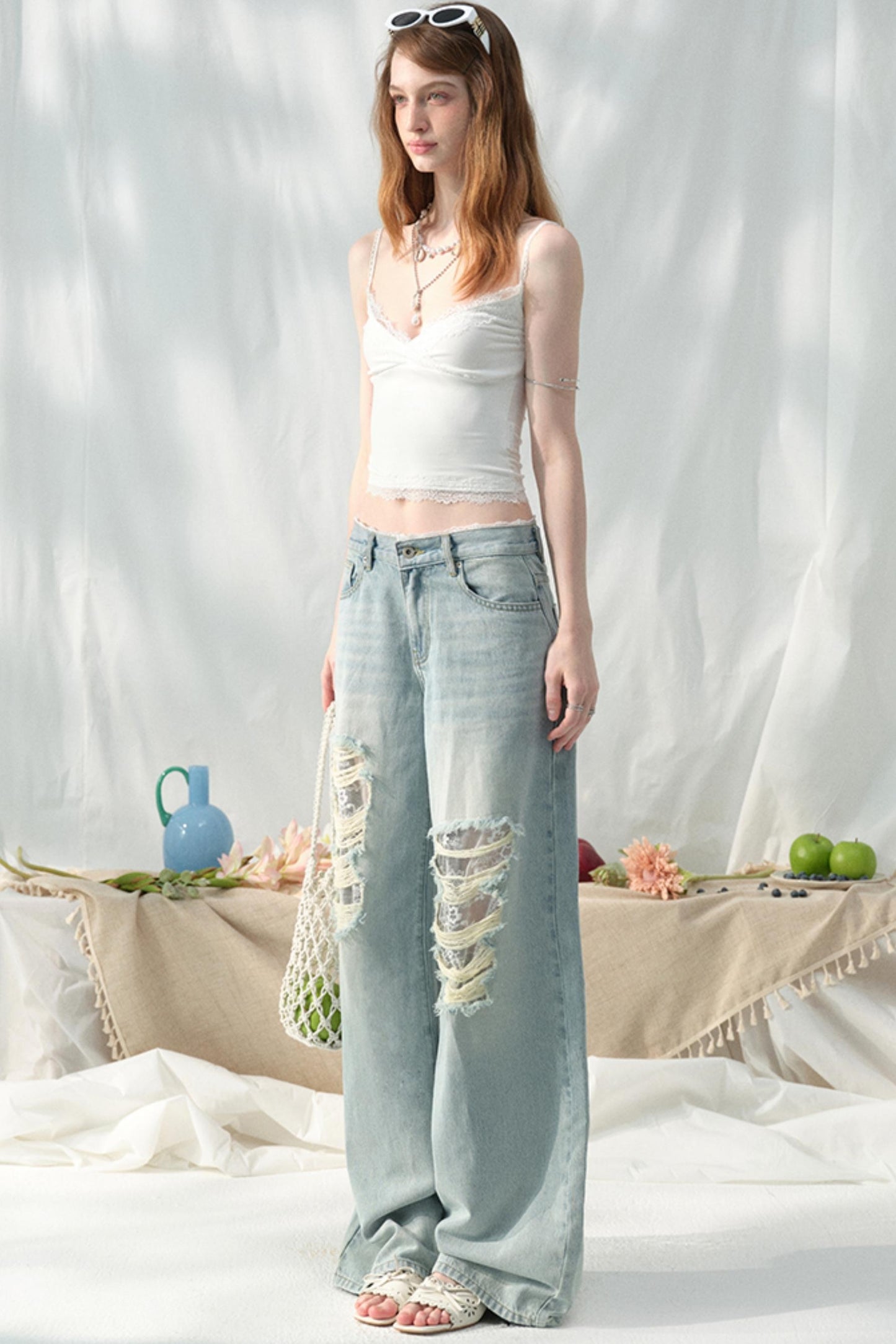 Chic Light Blue Wide-Leg Jeans
